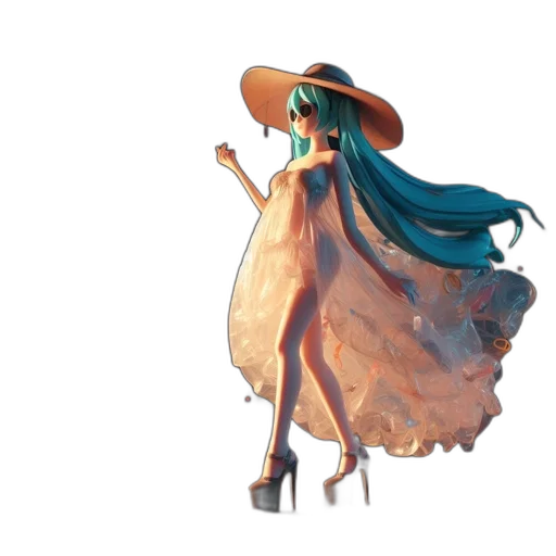 dress, hat, umbrella, staff transparent PNG cut-out
