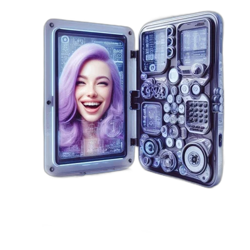 robot, face, jewelry, cyberpunk transparent PNG cut-out