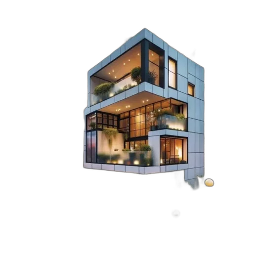 building, furniture, 3d render, concept art transparent PNG cut-out