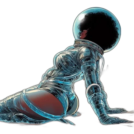 robot, creature, hair, comic book art transparent PNG cut-out