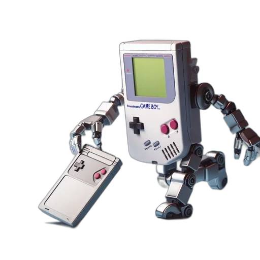 robot, weapon, pixel art, 3d render transparent PNG cut-out