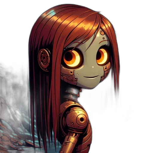 robot, creature, staff, face transparent PNG cut-out