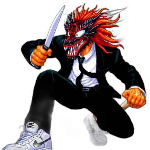 mask, jacket, staff, weapon transparent PNG cut-out