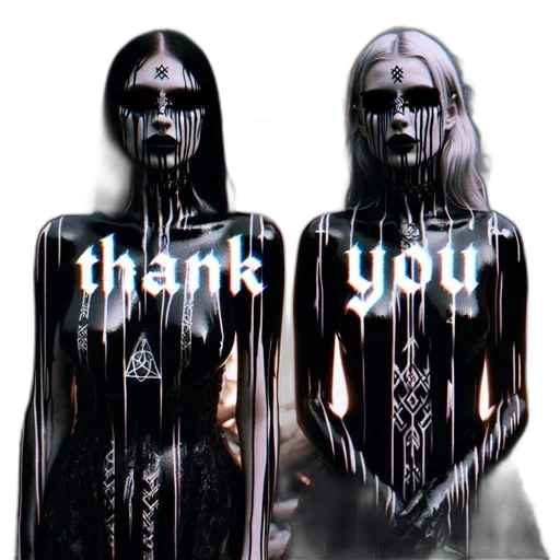 3d render, two, figures, black-painted transparent PNG cut-out