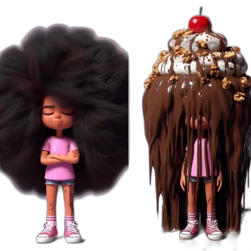 hair, concept art, 3d render, cartoon transparent PNG cut-out