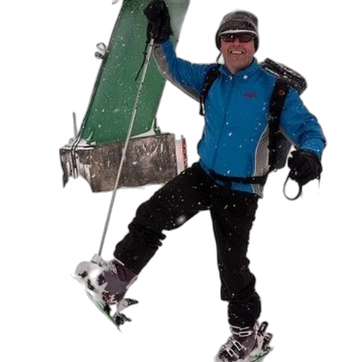 staff, jacket, skier, blue transparent PNG cut-out