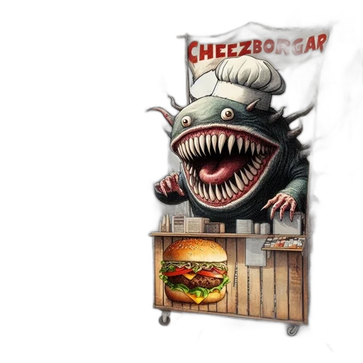 food, creature, concept art, photorealistic transparent PNG cut-out