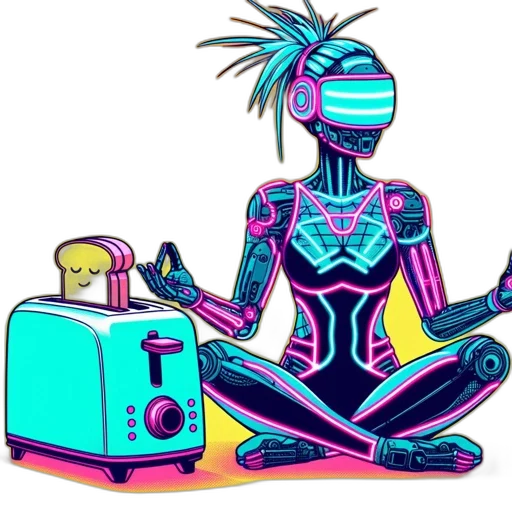 robot, cyberpunk, vaporwave, concept art transparent PNG cut-out
