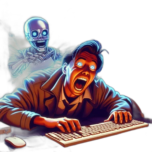 robot, cyberpunk, concept art, vaporwave transparent PNG cut-out