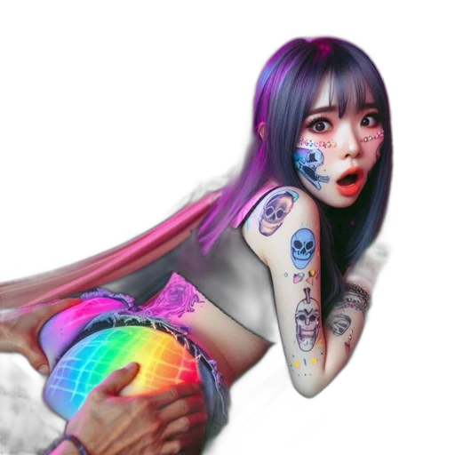creature, cyberpunk, vaporwave, fantasy art transparent PNG cut-out