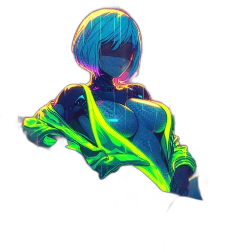jacket, hair, robot, dress transparent PNG cut-out