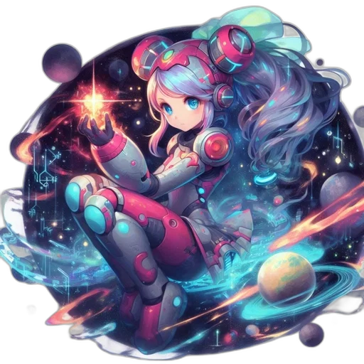 robot, staff, concept art, anime transparent PNG cut-out