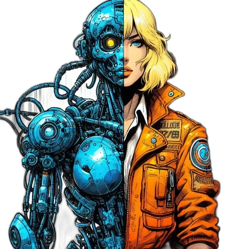 robot, cyberpunk, comic book art, concept art transparent PNG cut-out