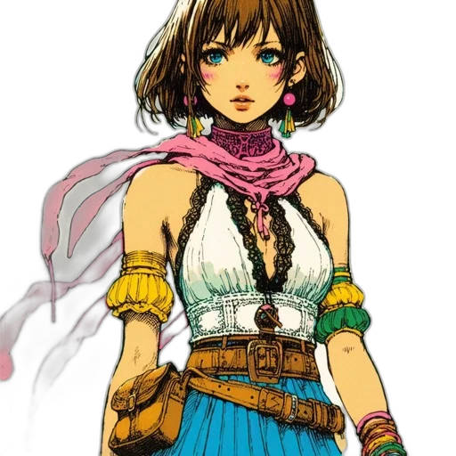 dress, staff, jewelry, weapon transparent PNG cut-out