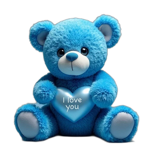 3d render, blue, teddy, bear transparent PNG cut-out