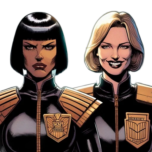 comic book art, concept art, two, women transparent PNG cut-out