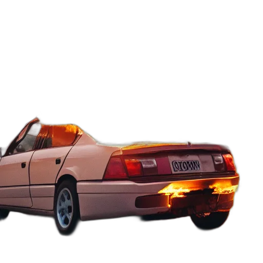 car, weapon, 3d render, vaporwave transparent PNG cut-out