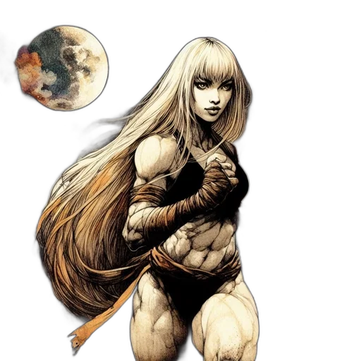 hair, creature, comic book art, concept art transparent PNG cut-out
