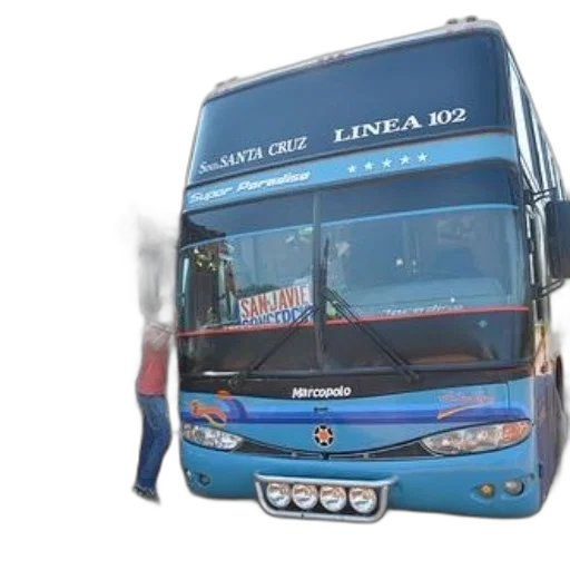 3d render, photorealistic, blue, double-decker transparent PNG cut-out