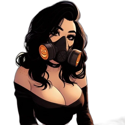 mask, comic book art, cartoon, concept art transparent PNG cut-out