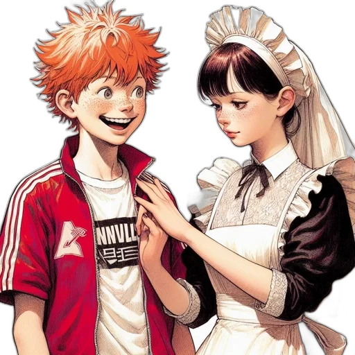 anime, comic book art, concept art, two transparent PNG cut-out