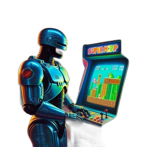 robot, cyberpunk, pixel art, concept art transparent PNG cut-out