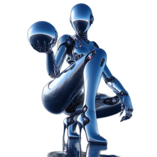 robot, concept art, 3d render, cyberpunk transparent PNG cut-out