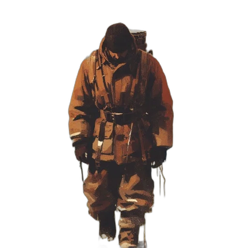 jacket, staff, weapon, creature transparent PNG cut-out