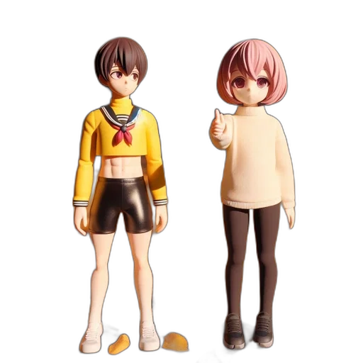 3d render, concept art, two, animated transparent PNG cut-out