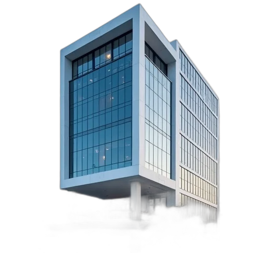 building, 3d render, blue, modern transparent PNG cut-out