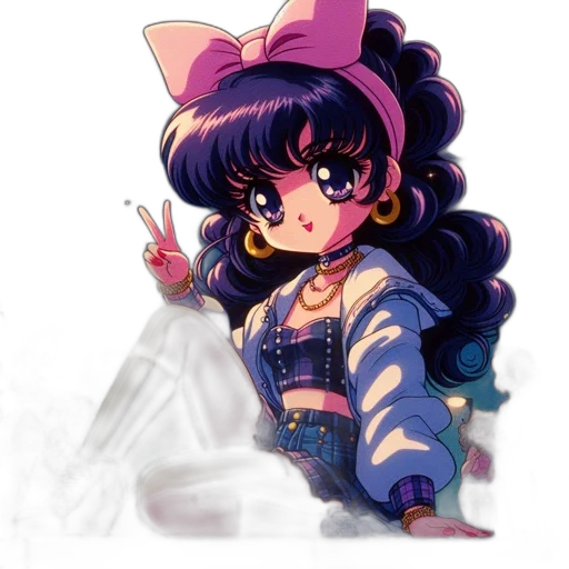 vaporwave, anime, pixel art, watercolor transparent PNG cut-out