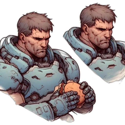 robot, face, concept art, comic book art transparent PNG cut-out
