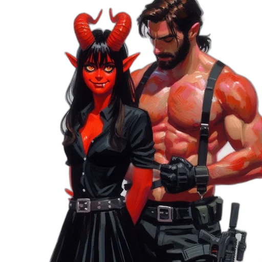 comic book art, concept art, fantasy art, red transparent PNG cut-out