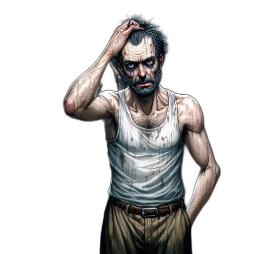 face, mask, staff, comic book art transparent PNG cut-out