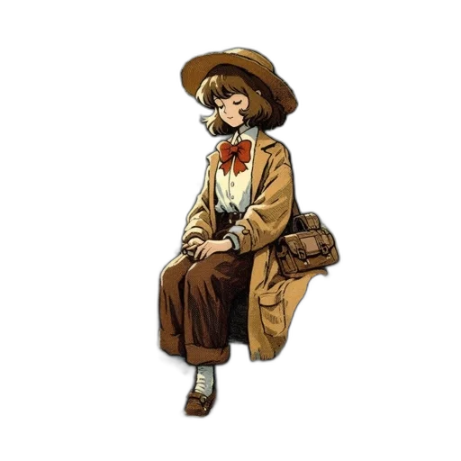 hat, staff, flower, jacket transparent PNG cut-out