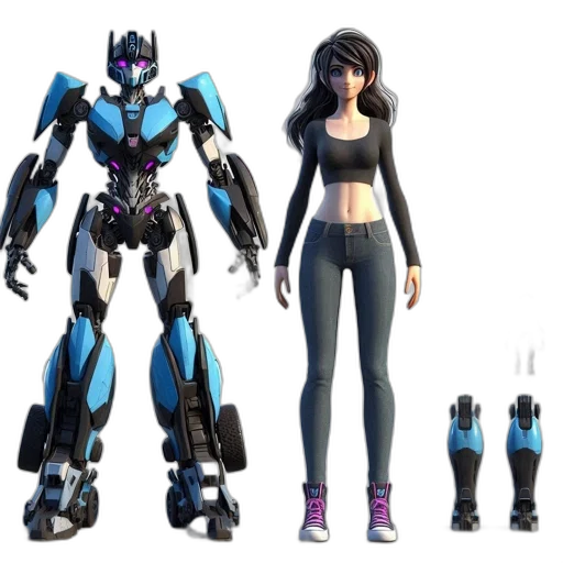 robot, concept art, 3d render, cyberpunk transparent PNG cut-out