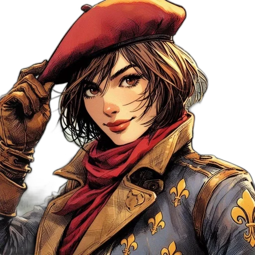 hat, jacket, face, comic book art transparent PNG cut-out