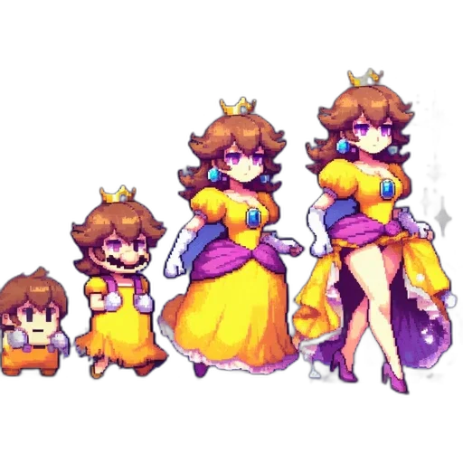 crown, dress, staff, pixel art transparent PNG cut-out