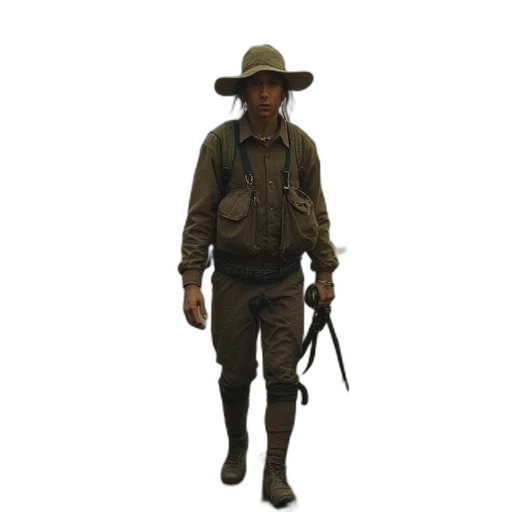 staff, hat, weapon, jacket transparent PNG cut-out
