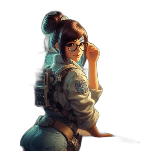 jacket, staff, robot, weapon transparent PNG cut-out