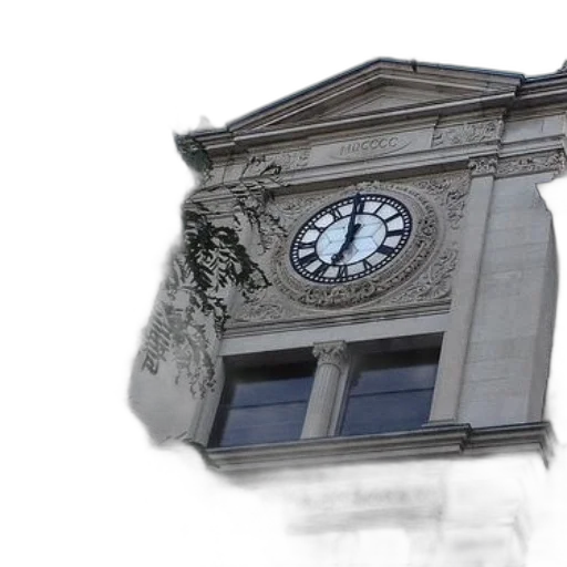 building, 3d render, photorealistic, clock transparent PNG cut-out