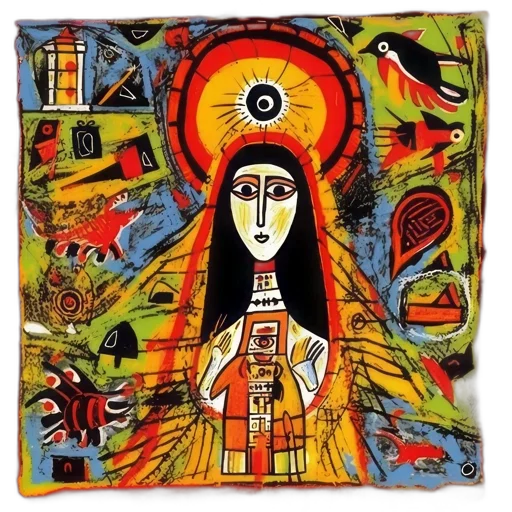 vibrant, folk, tribal, artwork transparent PNG cut-out