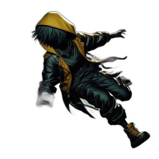 mask, jacket, staff, weapon transparent PNG cut-out