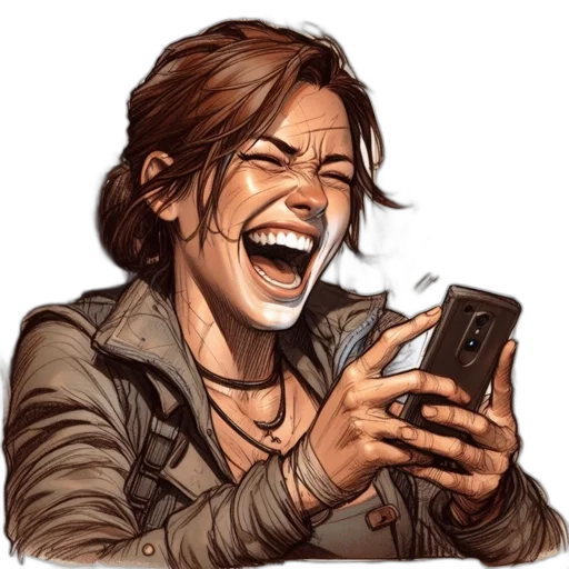face, comic book art, woman, laughs transparent PNG cut-out