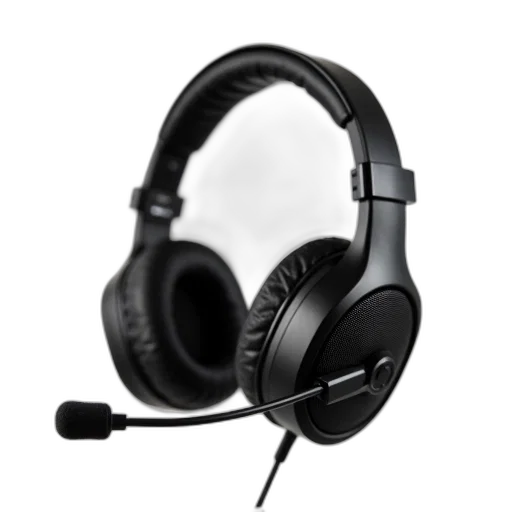 3d render, black, gaming, headset transparent PNG cut-out