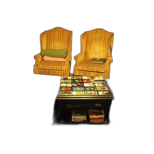 furniture, 3d render, golden, cozy transparent PNG cut-out
