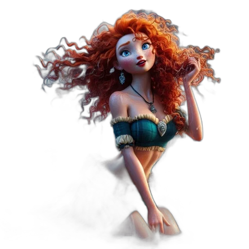 dress, hair, 3d render, fantasy art transparent PNG cut-out