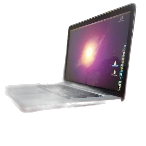 laptop, purple, screen, sits transparent PNG cut-out