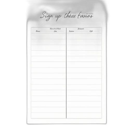 staff, blank, sign-up, sheet transparent PNG cut-out