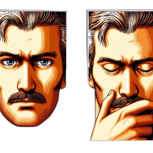 face, mask, comic book art, pixel art transparent PNG cut-out